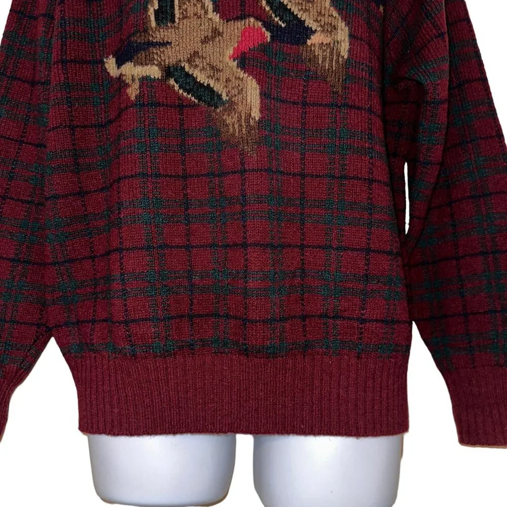 Rare Vintage Ralph Lauren Mallard Duck Sweater Mens L Wool Plaid Christmas - Picture 3 of 11